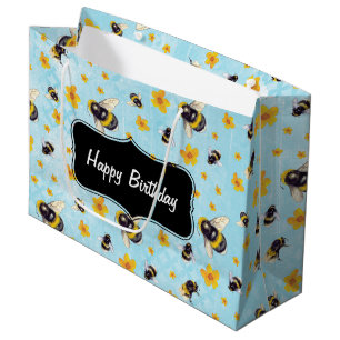 Grand Sac Cadeau Bumble Bee Personnalisé Anniversaire
