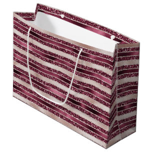 Grand Sac Cadeau Burgundy Rouge Rose Rose Gold Parties scintillant 