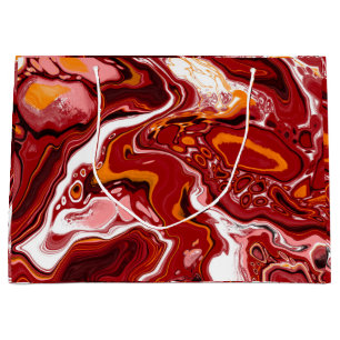 Grand Sac Cadeau Burgundy White Digital Fluid Art