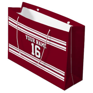 Grand Sac Cadeau Burgundy White Team Jersey Numéro personnalisé Nom