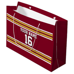 Grand Sac Cadeau Burgundy with Gold White Stripes