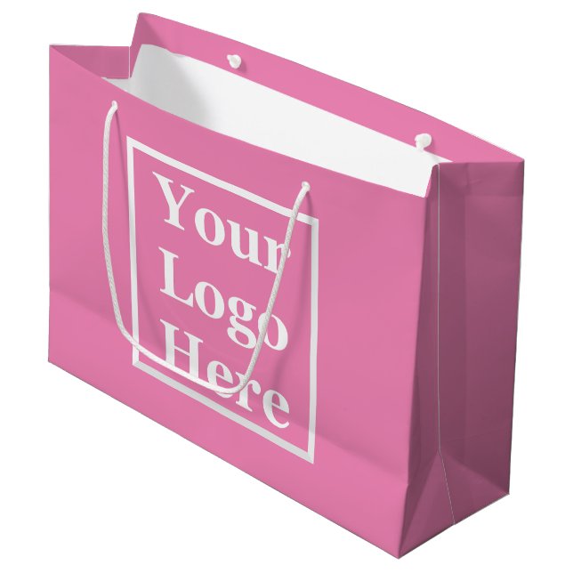 Grand Sac Cadeau Business Pink Votre logo ici Modèle (Devant Angle)