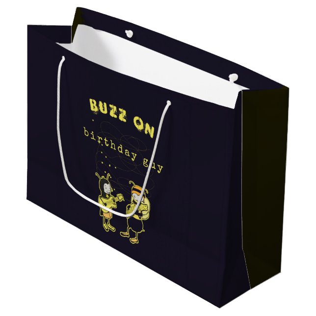 Grand Sac Cadeau Buzz Drôle Sur Rock Silly Anniversaire Humour Noir (Devant Angle)