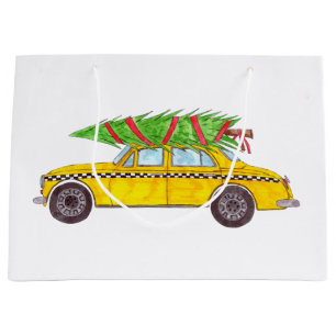 Grand Sac Cadeau Cabine jaune de New York Taxi arbre de Noël
