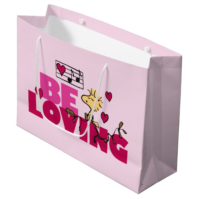 Grand Sac Cadeau cacahuètes | Saint Valentin | Woodstock Be Love (Devant Angle)