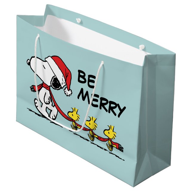Grand Sac Cadeau cacahuètes | Snoopy & Friends Winter Scarf (Devant Angle)