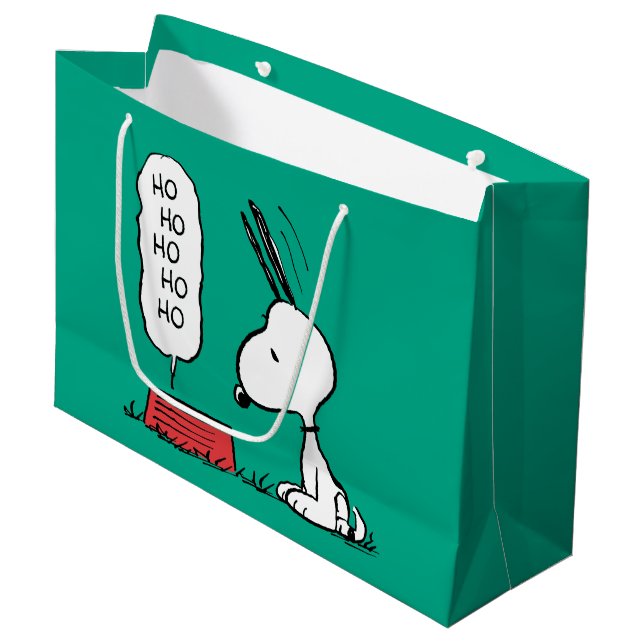 Grand Sac Cadeau cacahuètes | Snoopy Ho Ho Ho Plat alimentaire (Devant Angle)