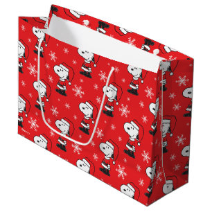 Grand Sac Cadeau cacahuètes   Snoopy Santa Claus