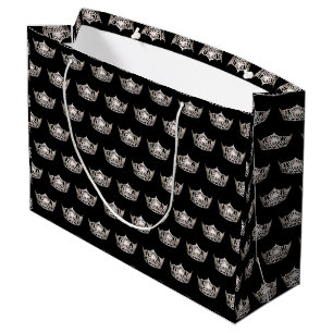 Grand Sac Cadeau Cadeau argenté de couronne de Mlle Amérique
