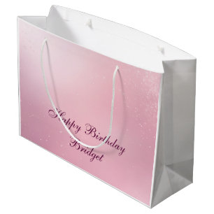 Grand Sac Cadeau Cadeau large ombre rose girly féminin doux scintil