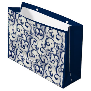 GRAND SAC CADEAU CADEAU MOTIF JAPONAIS EN INDIGO