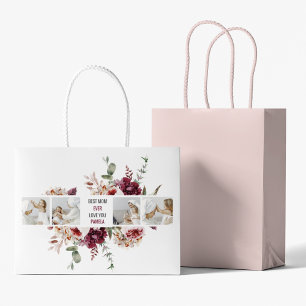 Grand Sac Cadeau Cadeau photo de collage moderne Fleurs de photos B