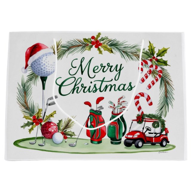 Grand Sac Cadeau Cadeaux de Noël de golf pour golfeurs (Devant)