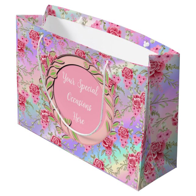 Grand Sac Cadeau Cadre floral élégant : pour chaque occasion (Dos Angle)