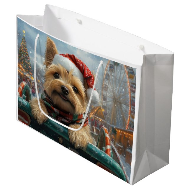 Grand Sac Cadeau Cairn Terrier Dog Roller Dessous de verre Noël (Devant Angle)