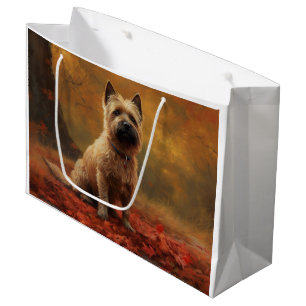 Grand Sac Cadeau Cairn Terrier en automne Leaves automne Inspire