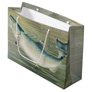 Grand Sac Cadeau California Salmon by S.A. Kilbourne, Vintage Fish