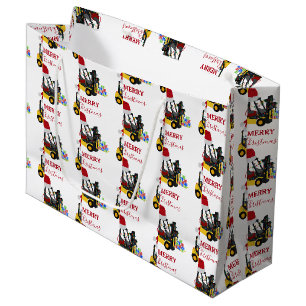 Grand Sac Cadeau Camion chariot élévateur de Noël