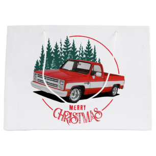 Grand Sac Cadeau Camion des Fêtes rouges des années 1980