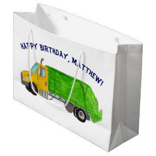 Grand Sac Cadeau Camions Poubelles Peints Garçons Personnalisés