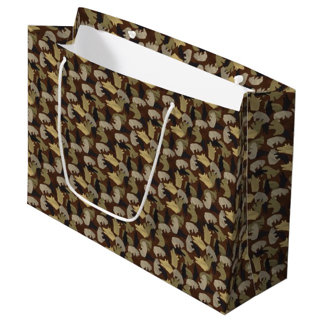 Grand Sac Cadeau Camouflage animal Silhouette Brown (Devant Angle)