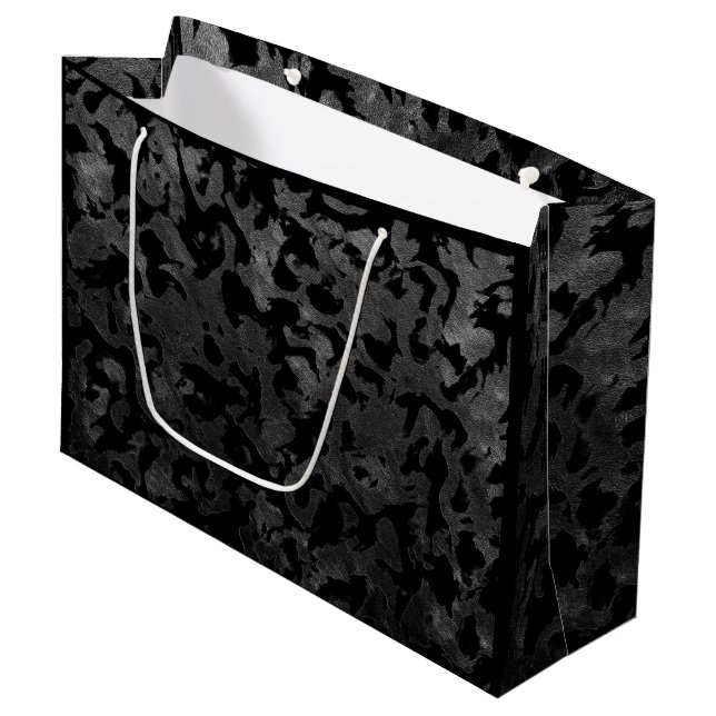 Grand Sac Cadeau Camouflage moderne Camo-noir et gris foncé (Devant Angle)