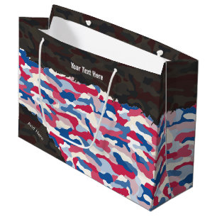 Grand Sac Cadeau Camouflage Patriotique Personnalisé Résistant