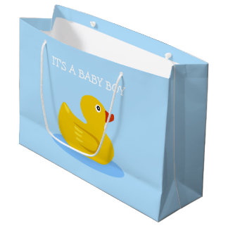 Grand Sac Cadeau Canard en caoutchouc jaune C'est un bébé garçon bl