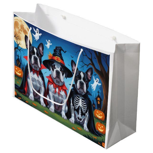 Grand Sac Cadeau Cane Corso Chiens Citrouille Halloween Funny (Devant Angle)