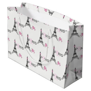 Grand Sac Cadeau Caniche rose de Paris France de Tour Eiffel d'arc