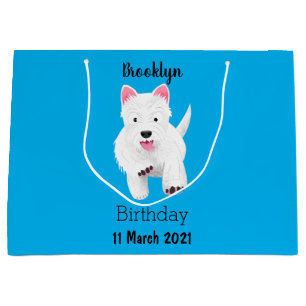 Grand Sac Cadeau Caricature blanche de terrier de l'ouest