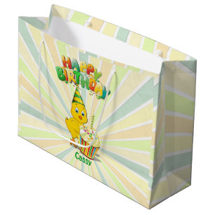 Grand Sac Cadeau Caricature colorée pour poulet d'anniversaire