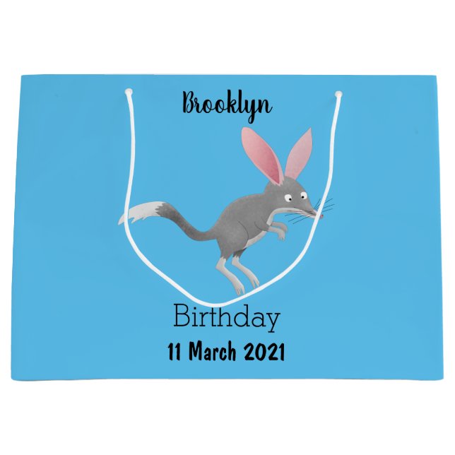 Grand Sac Cadeau Caricature de bilby australien très heureuse (Devant)