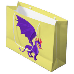 Grand Sac Cadeau Caricature de dragon violet