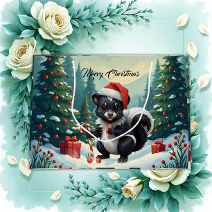 Grand Sac Cadeau Caricature de la peau de Noël mignon