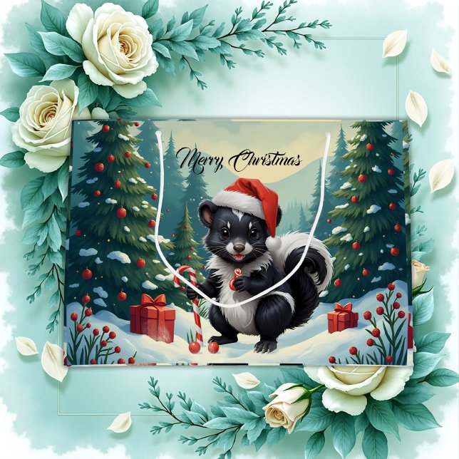 Grand Sac Cadeau Caricature de la peau de Noël mignon (Créateur téléchargé)