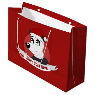 Grand Sac Cadeau Caricature de Noël avec mignon panda ours grand ca