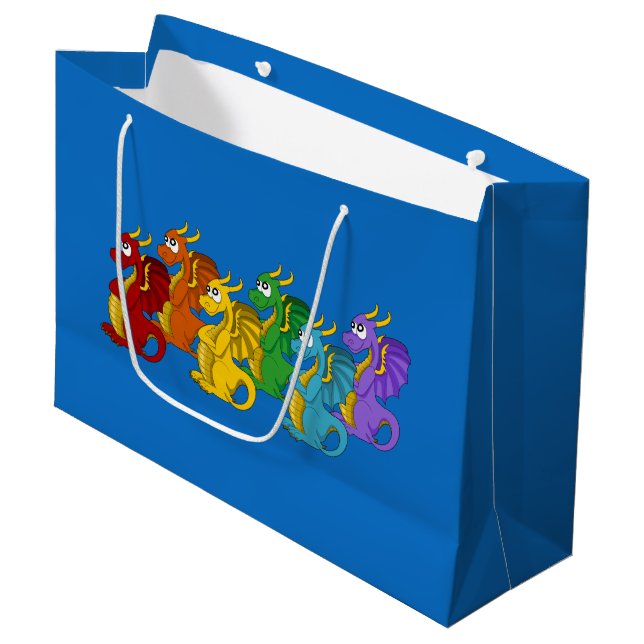 Grand Sac Cadeau Caricature dragons (Devant Angle)