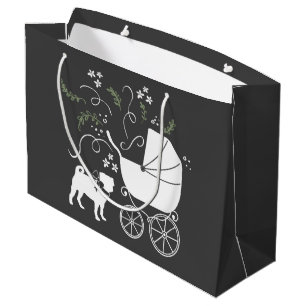 Grand Sac Cadeau Carlin Chien Baby shower Thème Chien Chiot Neutre