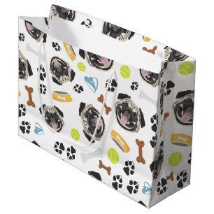 Grand Sac Cadeau Carlin de sourire de chien