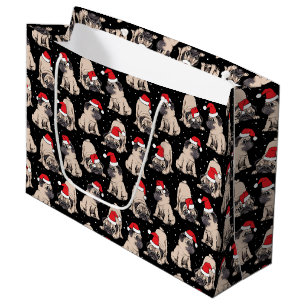 Grand Sac Cadeau Carlins en Santa Hats Motif de Noël