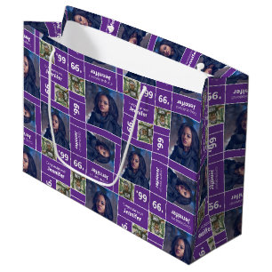 Grand Sac Cadeau Carré Photo Classe Année Purple