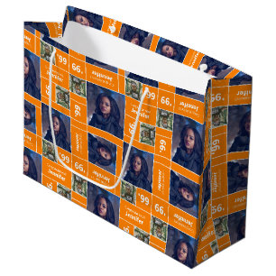 Grand Sac Cadeau Carré Photo Graduation Classe Année Orange