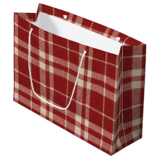 Grand Sac Cadeau Carreaux Rouges