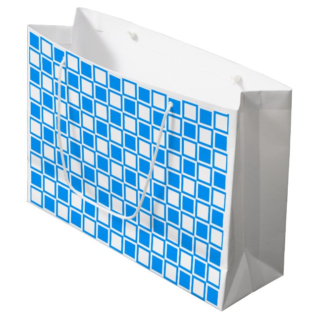 Grand Sac Cadeau Carrés gris clair (Devant Angle)