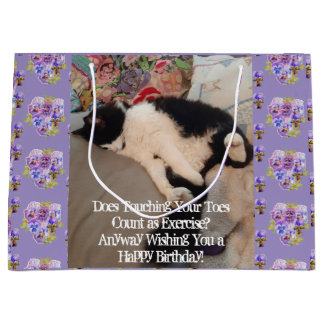 Grand Sac Cadeau Carte d'anniversaire Chat Smoking Touchant les Ort