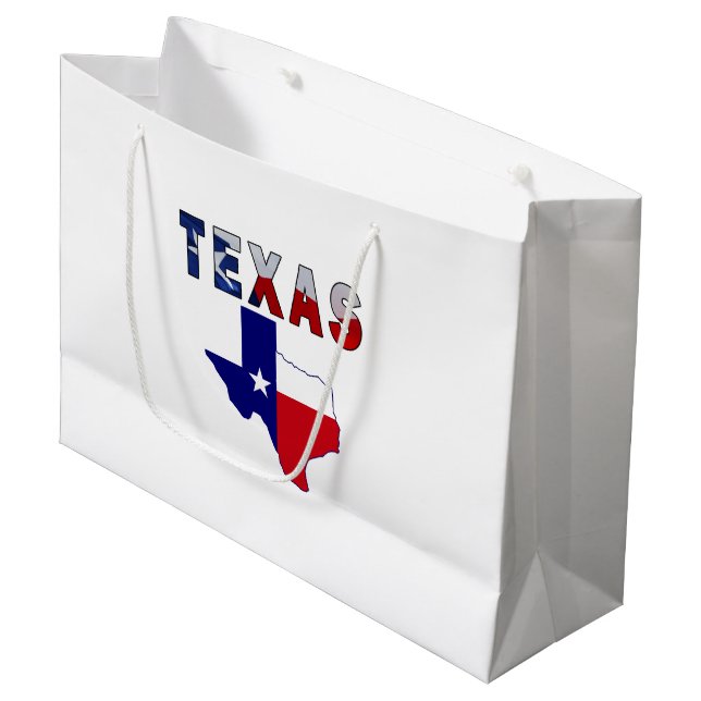 Grand Sac Cadeau Carte des drapeaux avec le Texas (Devant Angle)