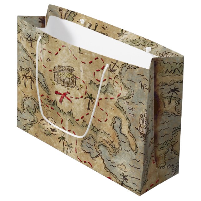 Grand Sac Cadeau Carte des trésors (Devant Angle)