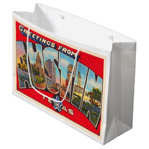Grand Sac Cadeau Carte postale à grande lettre Vintage Austin Texa
