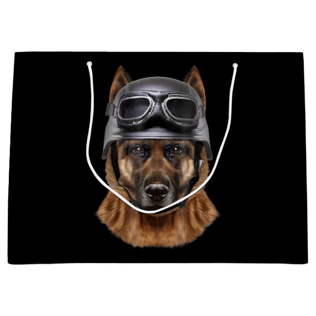 Grand Sac Cadeau Casque berger allemand pour chien cadeau pour le m (Devant)